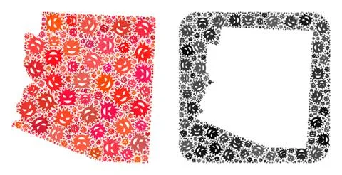 Map of Arizona State - Virus Collage with Empty Space Stock Illustration