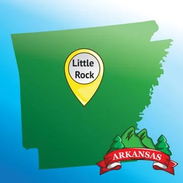 Map of arkansas state with pine tree 스톡 일러스트