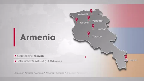 Map Of Armenia With The Important Cities Stock Footage 255292090