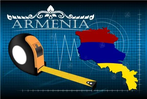 Map of Armenia with ruler, vector. Stock Illustration