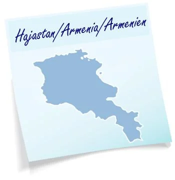 Map of armenia as sticky note Stock Illustration