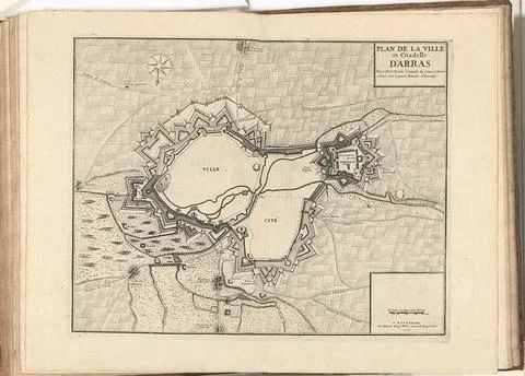 Map of Arras, 1710; Plan De La Ville et Citadelle d Arras. Map of Arras, 1... Stock Photos