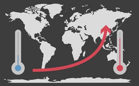 Map with arrow showing growing statistics numbers Stock Illustration