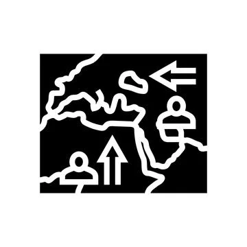 Map arrows migration routes glyph icon vector illustration Illustrazione stock