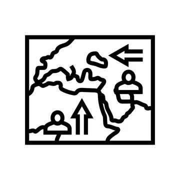 Map arrows migration routes line icon vector illustration Illustrazione stock