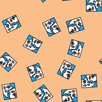 Map arrows migration routes vector seamless pattern 스톡 일러스트
