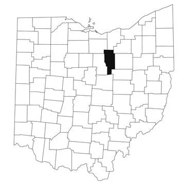 Map of  Ashland County in Ohio state on white background. single County map.. Stock Illustration
