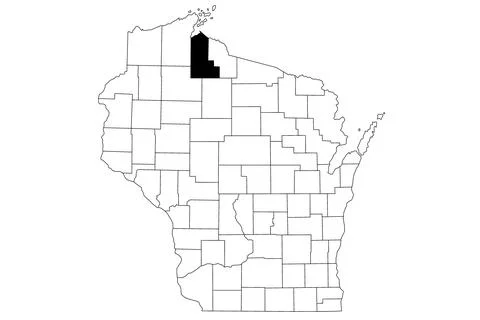 Map of Ashland County in Wisconsin state on white background. single County.. Stock Illustration