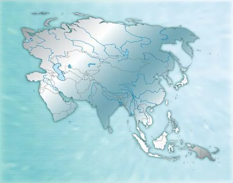 Map of asia as an overview map in blue Stock Illustration