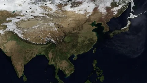 Map of Asia Seasons Changing Time-lapse Stock Footage 76166827