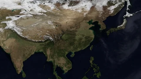 Map of Asia Seasons Changing Time-lapse 스톡 동영상 76167450