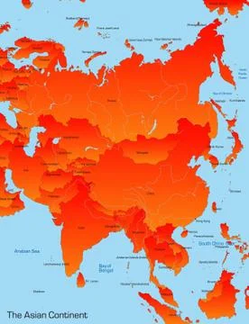 Map of asian continent Illustrazione stock