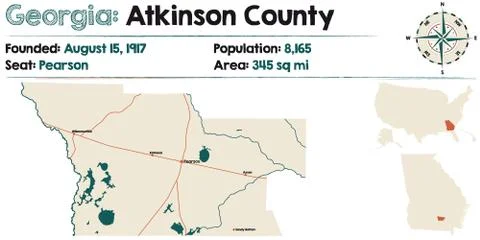 Map of Atkinson County in Georgia Stock Illustration