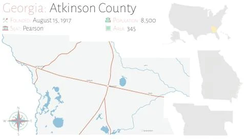 Map of Atkinson County in Georgia Stock Illustration