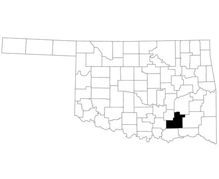 Map of atoka County in Oklahoma state on white background. single County ma.. Stock Illustration
