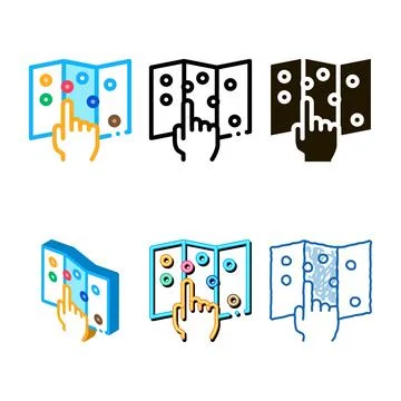 Map attractions icon vector styleset outline Stock Illustration