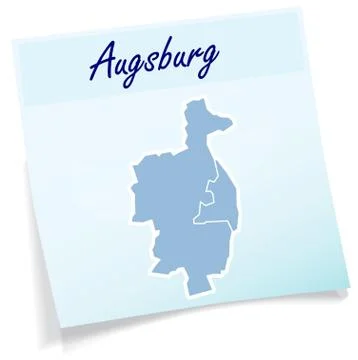 Map of augsburg as sticky note Stock Illustration