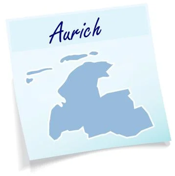 Map of aurich as sticky note Stock Illustration