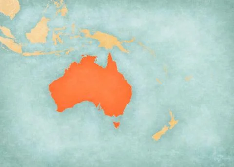 Map of Australasia - Australia Stock Illustration