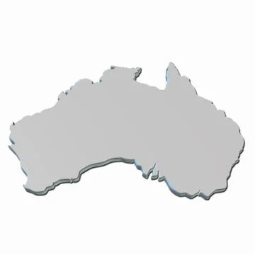 Map of australia 3d white Stock Illustration
