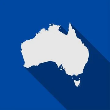 Map of Australia on Blue Background with long shadow Stock Illustration