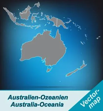 Map of australia with borders in bright gray Stock Illustration