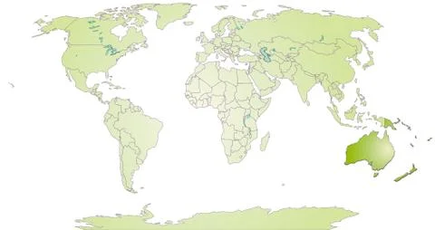 Map of australia with borders in green Ilustración de archivo