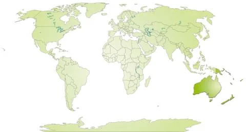 Map of australia with borders in green Stock Illustration