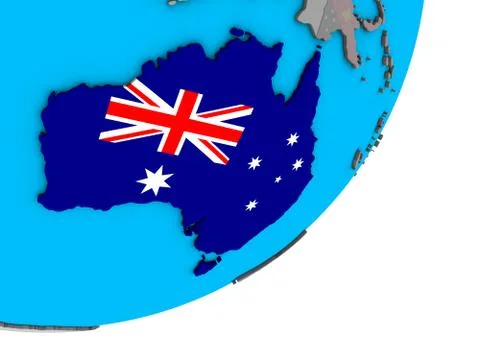 Map of Australia with flag on globe Illustrazione stock