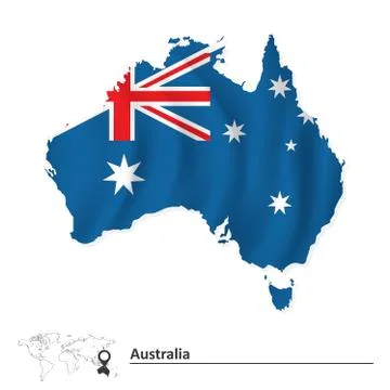 Map of Australia with flag Stock Illustration
