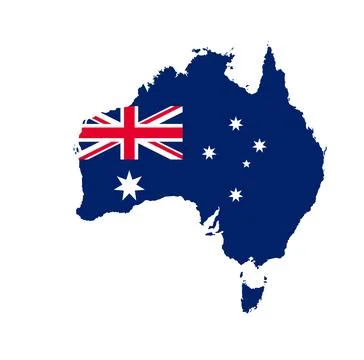 Map of Australia with the flag inside. Stock Illustration