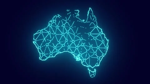 Map of Australia futuristic polygon mesh high tech communications  스톡 동영상 241073058
