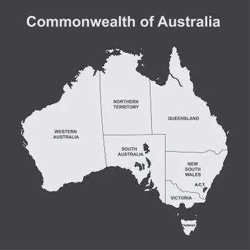 Map of Australia with internal regional boundaries, vector illustration Stock Illustration