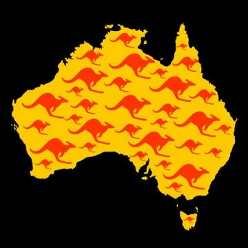 Map of Australia with kangaroo shape pattern. 스톡 일러스트