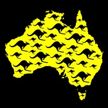 Map of Australia with kangaroo shape pattern. Stock Illustration