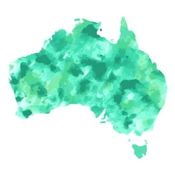 Map of Australia with a light green paint texture with dark green and light g Stock Illustration