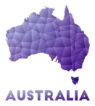 Map of Australia. Low poly illustration of the country. Purple geometric de.. Ilustração Stock