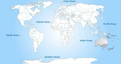 Map of australia with main cities in gray Stock Illustration