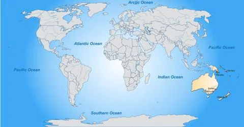 Map of australia with main cities in pastel orange Stock Illustration
