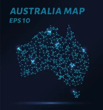 Map of Australia from points lines and triangles. The polygon shape in the .. Stock Illustration