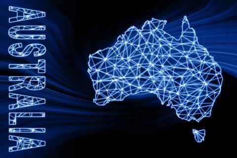 Map of Australia, Polygonal mesh line map Stock Illustration