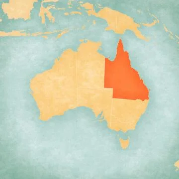 Map of Australia - Queensland Stock Illustration