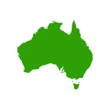Map of Australia silhouette vector illustration isolated on white background. Ilustração Stock