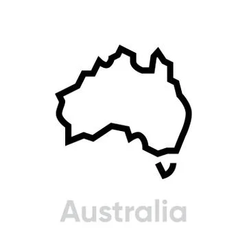 Map of Australia vector icon. Editable line illustration Stock Illustration