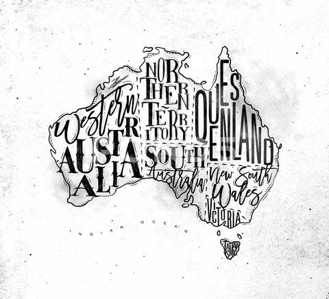 Map Australia vintage Stock Illustration