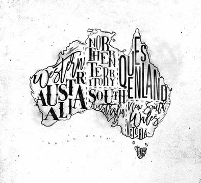 Map Australia vintage Stock Illustration