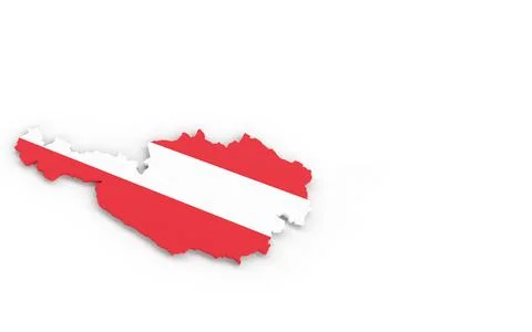 Map of Austria with Austrian flag 3D rendering Stock Illustration