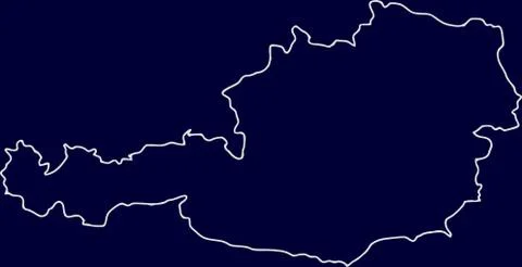Map of Austria, black and white Stock Illustration