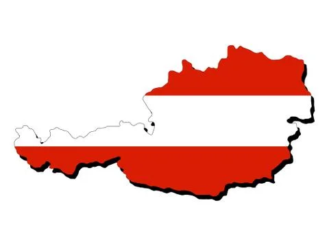Map of austria with flag Stock Illustration