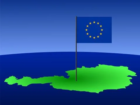 Map of austria with flag Illustrazione stock